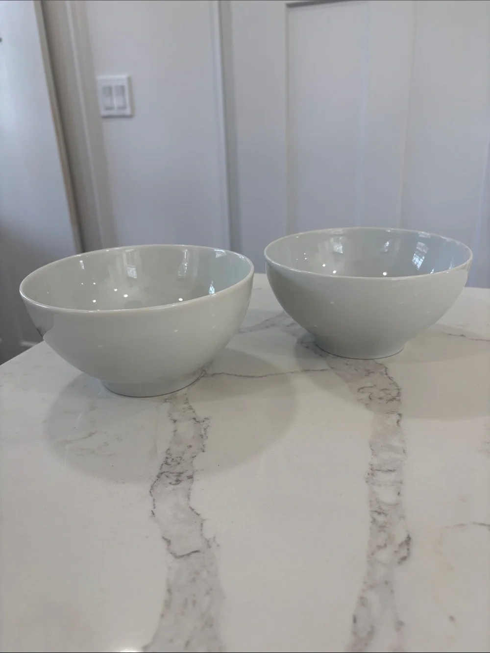 Assorted White Ceramic Bowls with Blue Accent Bowl - Lot of 5